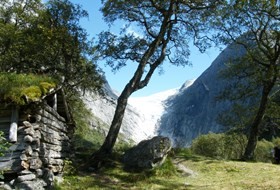 Briksdal valley and glacier